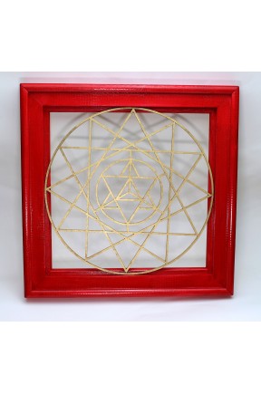 Merkaba Sembolü Altın | Kutsal Geometri | Kırmızı Çerçeveli | 31cm