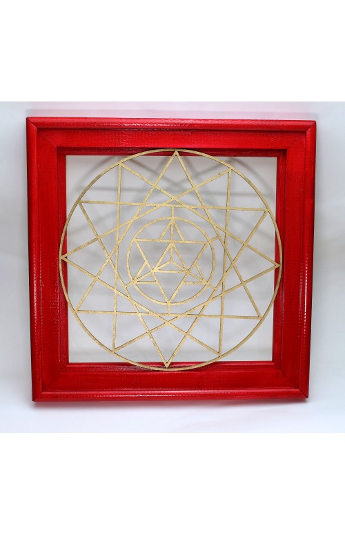 Merkaba Sembolü Altın | Kutsal Geometri | Kırmızı Çerçeveli | 31cm