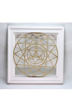 Merkaba Sembolü Altın | Kutsal Geometri | Beyaz Çerçeveli | 31cm