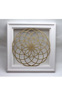 Torus Sembolü | Kutsal Geometri | Altın | Beyaz Çerçeveli | 31cm