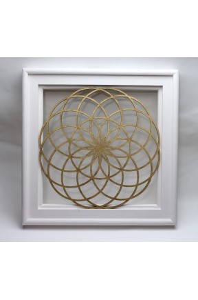 Torus Sembolü | Kutsal Geometri | Altın | Beyaz Çerçeveli | 31cm