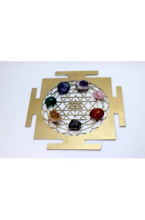 7 Çakra Doğal Taşlı Sri Yantra | Hediyelik Kutusunda